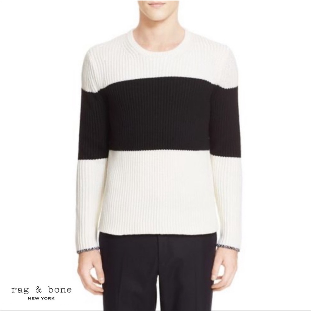Rag & Bone - Color Block Heavy Knit Sweater, Large - image 4